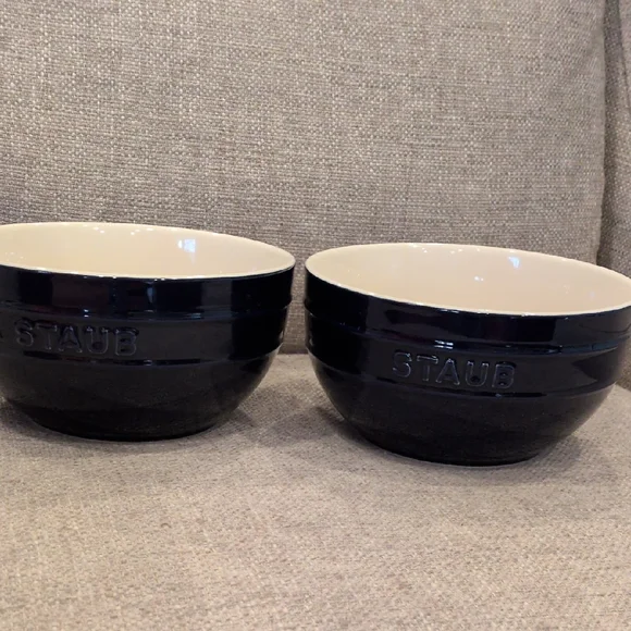 Staub Stoneware Bowls, Set of Two, Color Blue - Picture 1 of 10